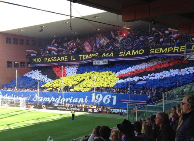 Coreografia dei tifosi della Sampdoria nel 2014